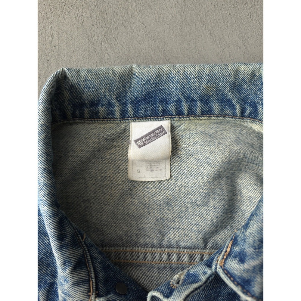 Vintage 90s Warner Bros. Looney Tunes Taz Bugs Bunny Denim Jean Jacket S - Picture 6 of 11